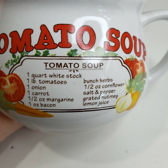 2 Vintage Dat'l Do It, Inc. Ceramic Recipe Soup Mugs Bowls Chicken and Tomato - Picture 9 of 10